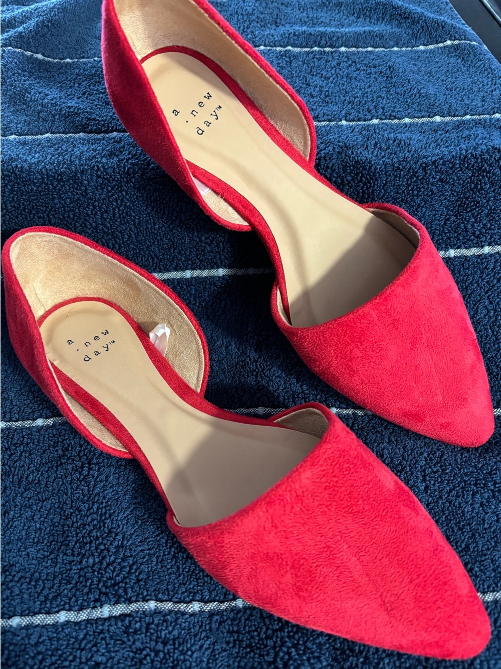 a new day Red Pointed D'Orsay Flats